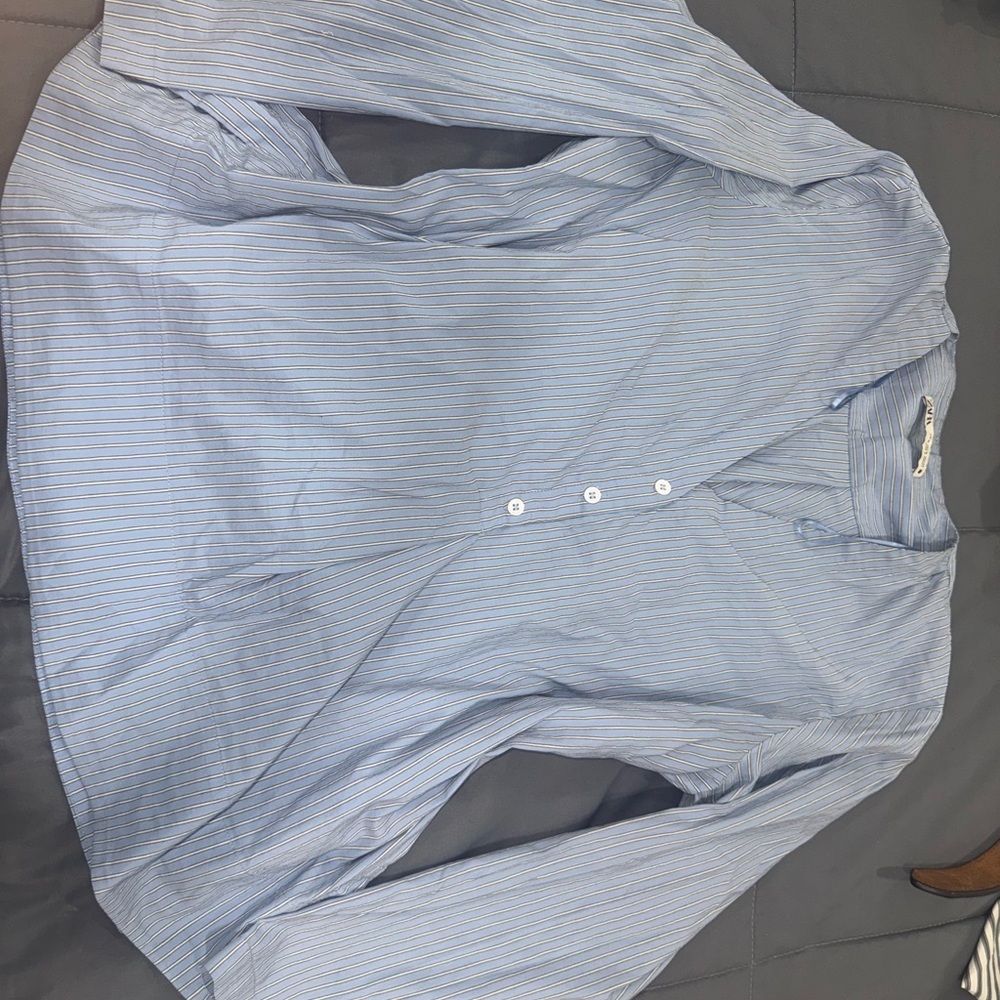 Zara Light Blue Striped Shirt - Picture 2 of 4